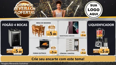 Modelo de TV para TV Horizontal com o tema Grande Réveillon de Ofertas para Móveis e Eletro