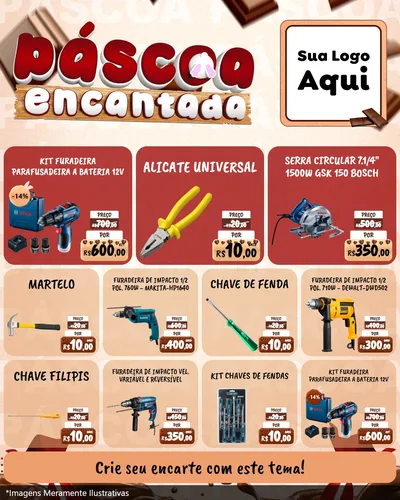 Modelo de Rede Social para Feed Instagram com o tema Páscoa Encantada para Maquinas e Ferramentas