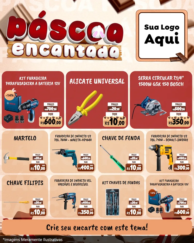 Modelo de Rede Social para Feed Instagram com o tema Páscoa Encantada para Maquinas e Ferramentas