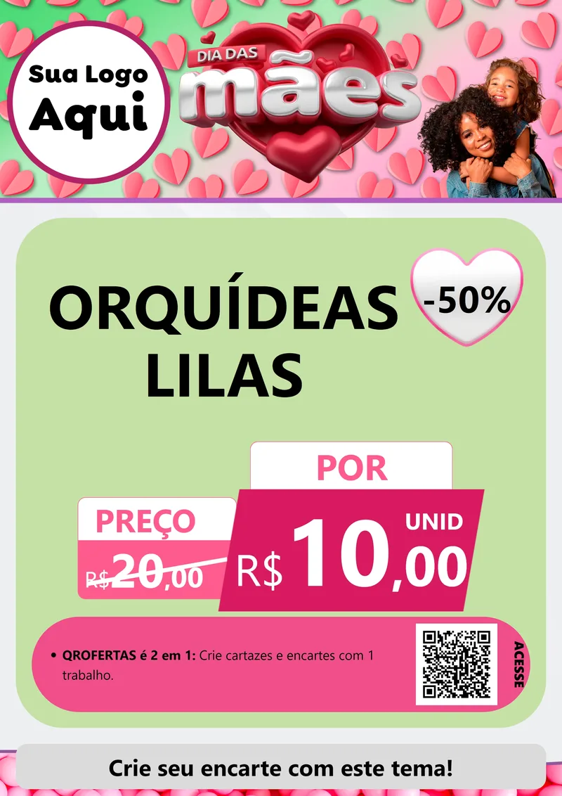 Modelo de Cartaz para Cartaz A4 Vertical com o tema Dia das Mães para Floricultura e jardim