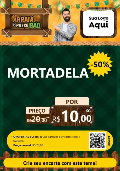 Modelo de Cartaz para Cartaz A4 Vertical com o tema Arraiá do preço bão para Frios e Laticínios