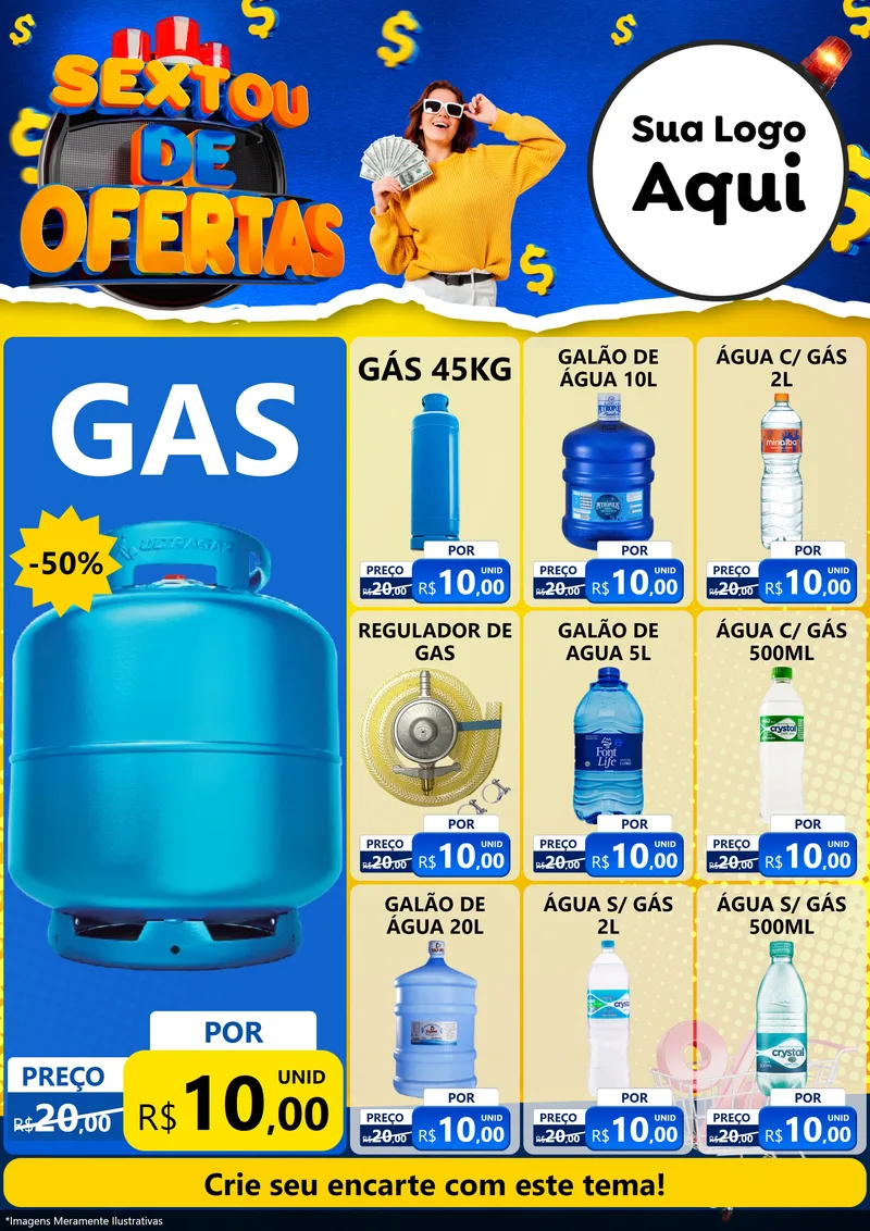 Modelo de Encarte para Encarte A4 Vertical com o tema Sextou de Ofertas para Água e gás