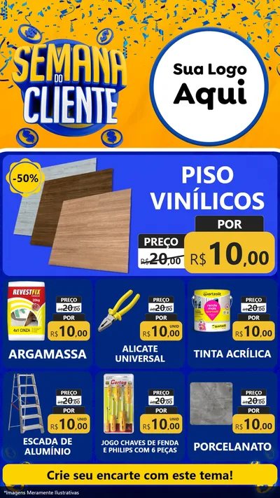 Modelo de Rede Social para Stories com o tema Semana do Cliente para Material para Construção