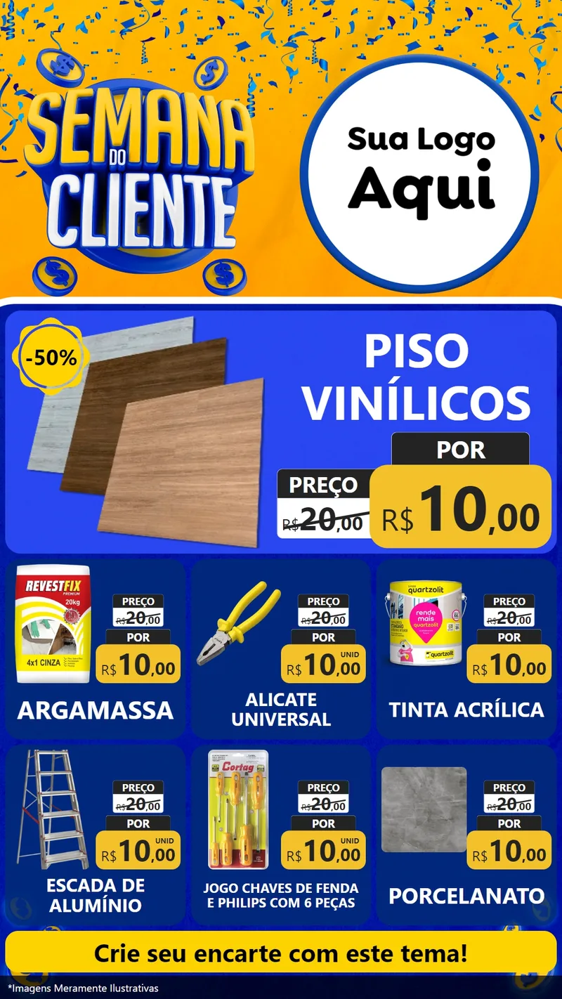 Modelo de Rede Social para Stories com o tema Semana do Cliente para Material para Construção