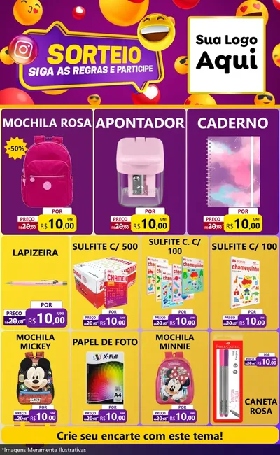 Modelo de Encarte para Encarte Grande com o tema Sorteio para Papelaria