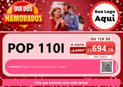 Modelo de Cartaz para Cartaz A4 Horizontal com o tema Dia Dos Namorados para Concessionaria de Motos