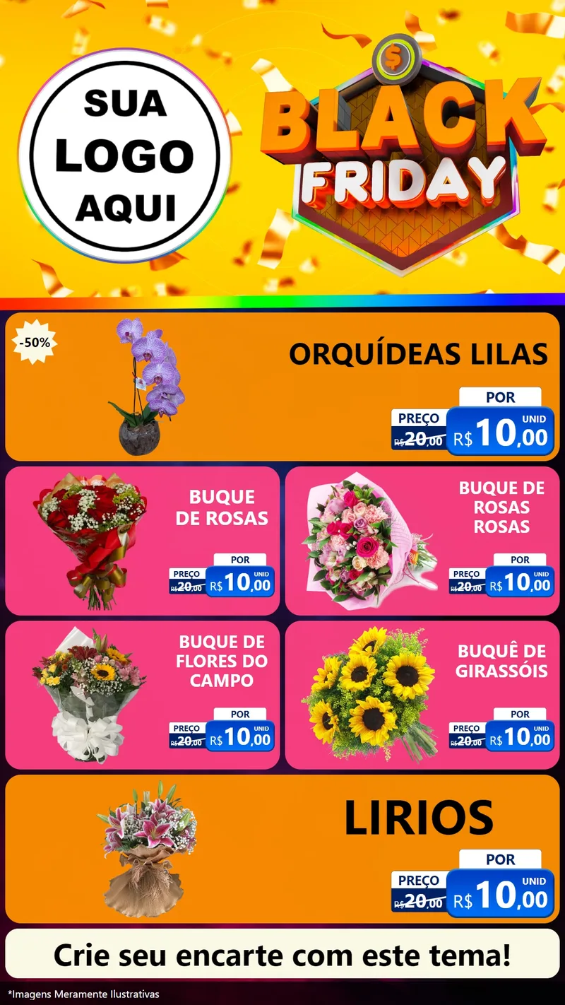 Modelo de TV para TV Vertical com o tema Black Friday para Floricultura e jardim