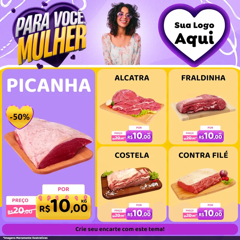 Modelo de Rede Social para Feed Facebook com o tema Para Você, Mulher para Açougue
