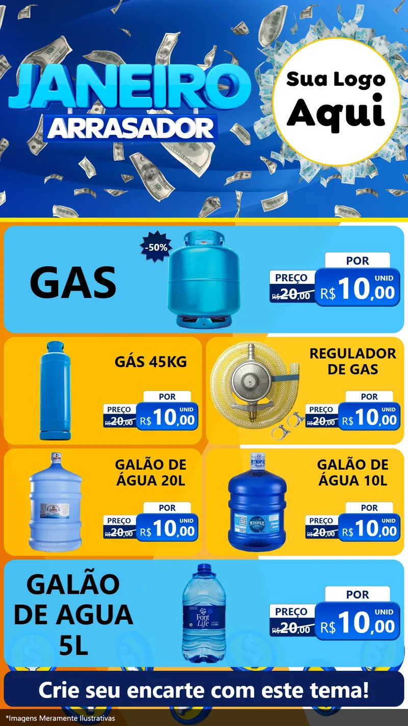 Modelo de TV para TV Vertical com o tema Janeiro Arrasador para Água e gás