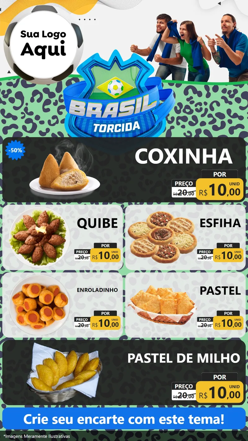 Modelo de TV para TV Vertical com o tema Brasil Torcida - Copa para Salgadaria