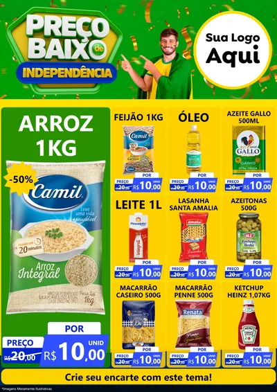 Modelo de Encarte para Encarte A4 Vertical com o tema Preço Baixo de Independência para Supermercado