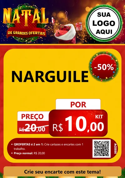Modelo de Cartaz para Cartaz A4 Vertical com o tema Natal de Grandes Ofertas para Tabacaria