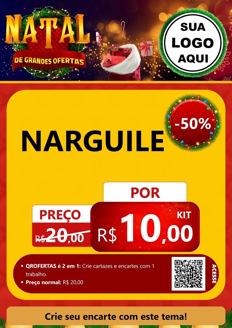 Modelo de Cartaz para Cartaz A4 Vertical com o tema Natal de Grandes Ofertas para Tabacaria