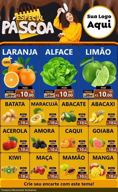 Modelo de Encarte para Encarte Grande com o tema Especial Páscoa para Hortifrúti