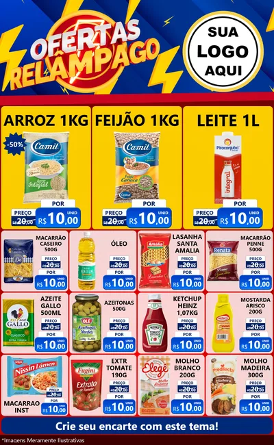 Modelo de Encarte para Encarte Grande com o tema Ofertas Relâmpago para Supermercado
