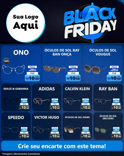 Modelo de Rede Social para Feed Instagram com o tema Black Friday para Óticas