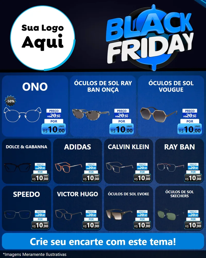 Modelo de Rede Social para Feed Instagram com o tema Black Friday para Óticas