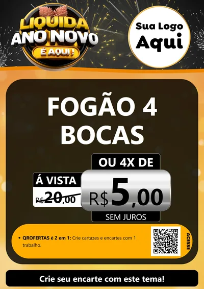 Modelo de Cartaz para Cartaz A4 Vertical com o tema Liquida Ano Novo É Aqui! para Móveis e Eletro