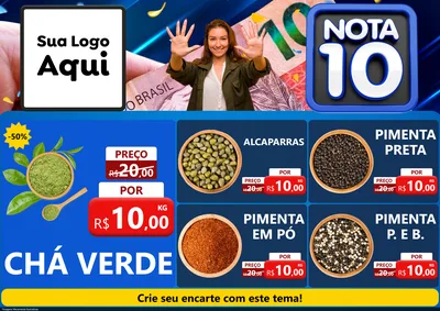 Modelo de Encarte para Encarte A4 Horizontal com o tema Nota 10 para Produtos Naturais