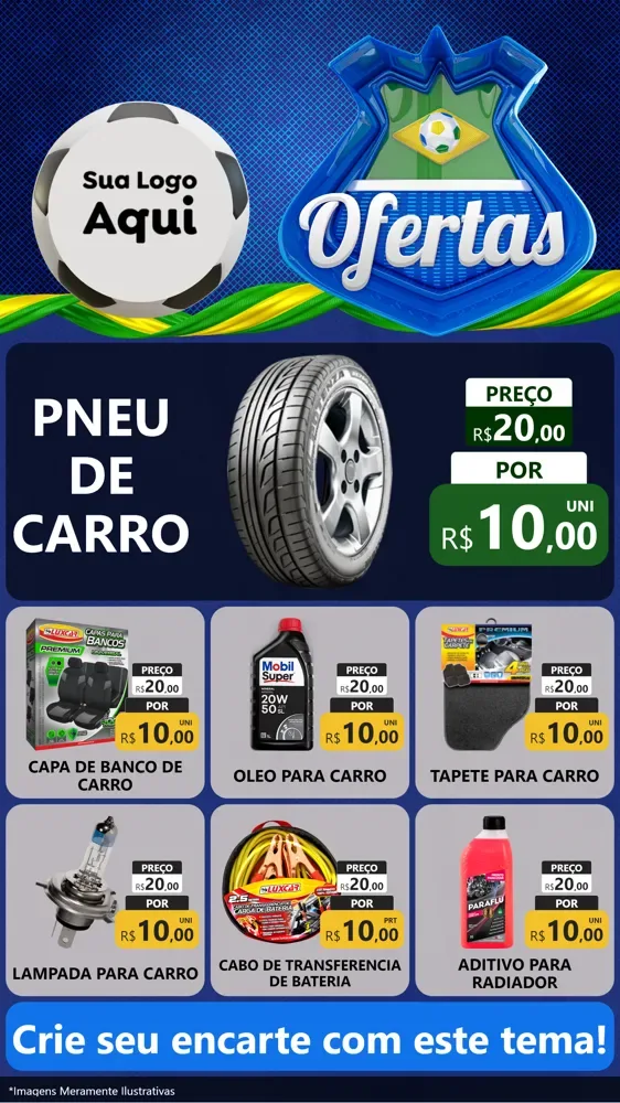 Modelo de Rede Social para Stories com o tema Ofertas (Futebol) para Auto peças