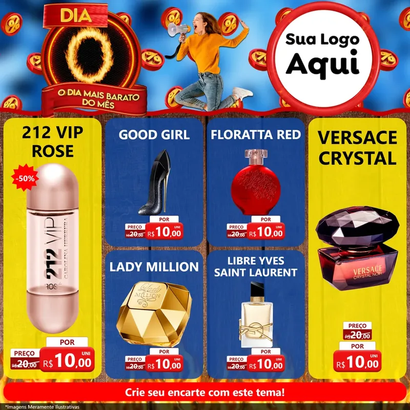 Modelo de Rede Social para Feed Facebook com o tema Dia O - O Dia Mais Barato Do Mês para Perfumes