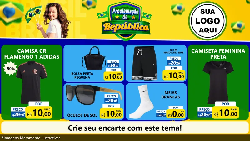 Modelo de TV para TV Horizontal com o tema Proclamação da República para Roupas e acessórios