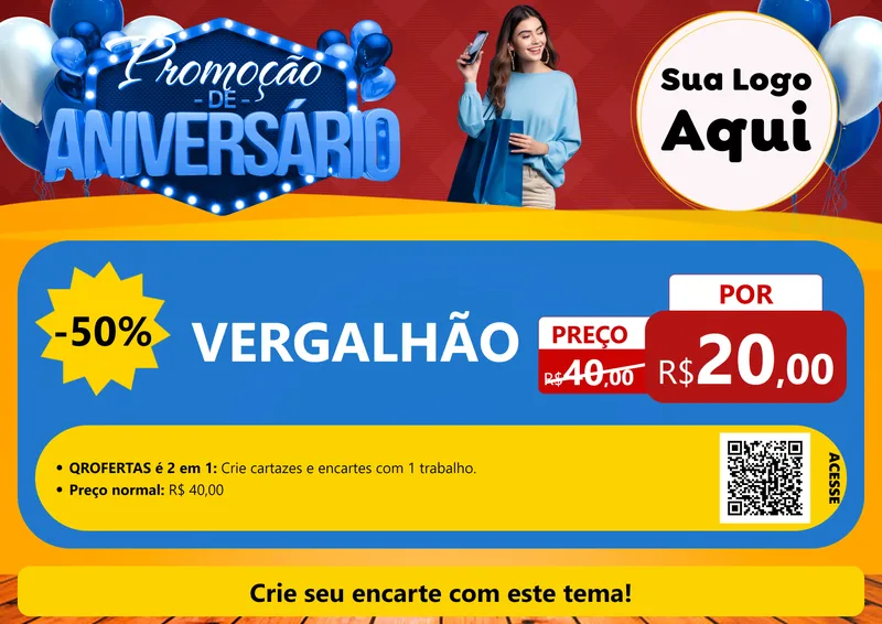 Modelo de Cartaz para Cartaz A4 Horizontal com o tema Promoção de Aniversário para Ferragens