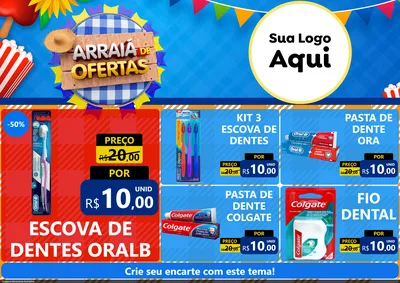 Modelo de Encarte para Encarte A4 Horizontal com o tema Arraiá de Ofertas para Higiene Pessoal