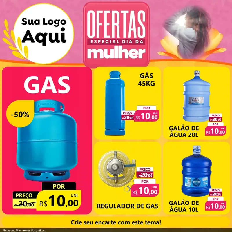 Modelo de Rede Social para Feed Facebook com o tema Ofertas - Especial Dia Das Mulheres para Água e gás