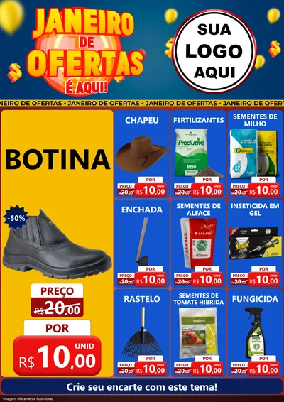 Modelo de Encarte para Encarte A4 Vertical com o tema Janeiro de Ofertas É Aqui! para Agropecuária