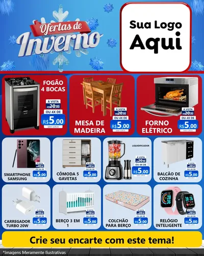Modelo de Rede Social para Feed Instagram com o tema Ofertas de Inverno para Móveis e Eletro
