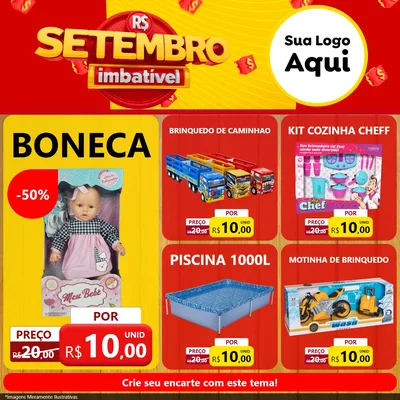 Modelo de Rede Social para Feed Facebook com o tema Setembro Imbatível para Brinquedos