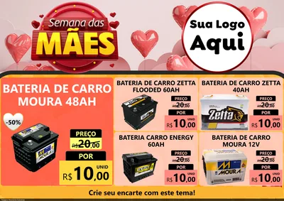 Modelo de Encarte para Encarte A4 Horizontal com o tema Semana das Mães para Baterias Elétricas