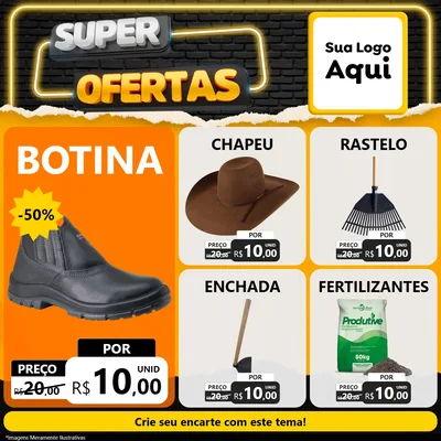 Modelo de Rede Social para Feed Facebook com o tema Super Ofertas para Agropecuária