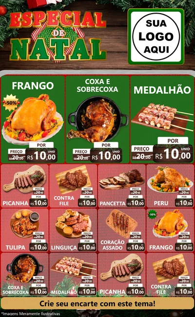 Modelo de Encarte para Encarte Grande com o tema Especial de Natal para Assados