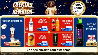 Modelo de TV para TV Horizontal com o tema Ofertas de Réveillon para Distribuidora de bebidas