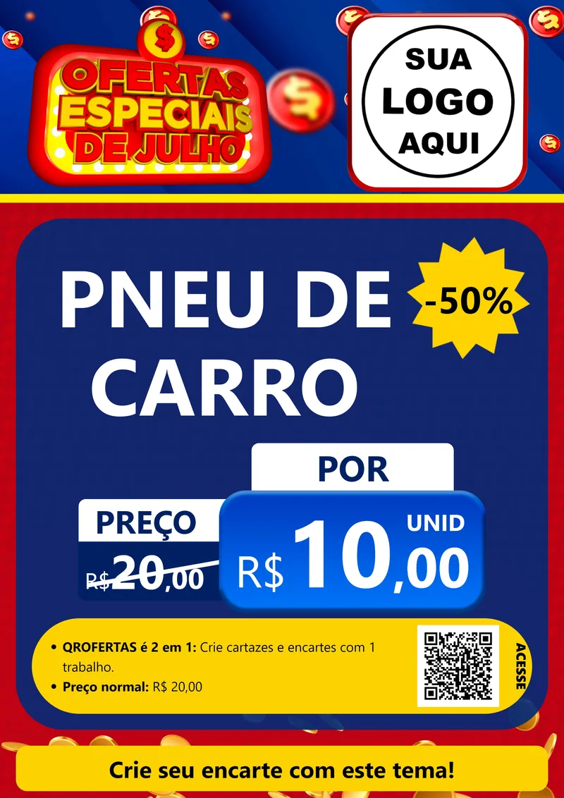 Modelo de Cartaz para Cartaz A4 Vertical com o tema Ofertas Especiais de Julho para Auto peças