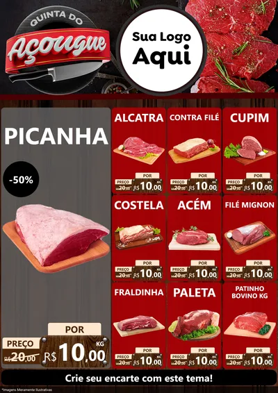 Modelo de Encarte para Encarte A4 Vertical com o tema Quinta do Açougue para Açougue