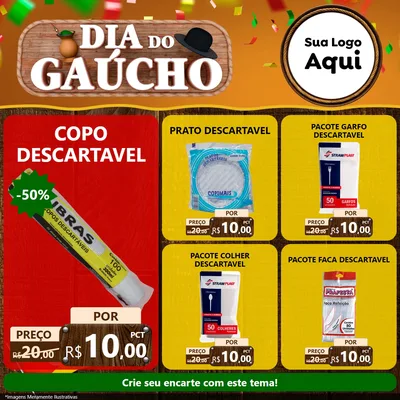 Modelo de Rede Social para Feed Facebook com o tema Dia do Gaúcho para Embalagens