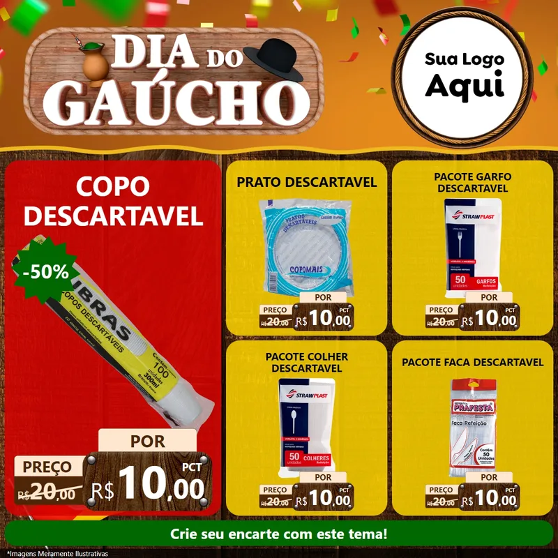 Modelo de Rede Social para Feed Facebook com o tema Dia do Gaúcho para Embalagens