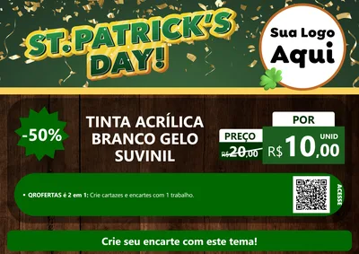 Modelo de Cartaz para Cartaz A4 Horizontal com o tema St Patriks Day para Tintas e Ferramentas