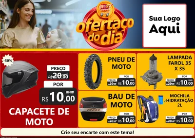 Modelo de Encarte para Encarte A4 Horizontal com o tema Ofertaço Do Dia para Moto peças