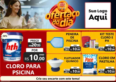 Modelo de Encarte para Encarte A4 Horizontal com o tema Ofertaço Do Dia para Produtos para Piscina