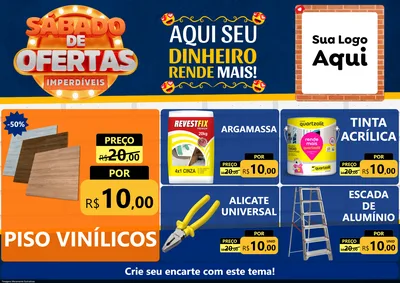 Modelo de Encarte para Encarte A4 Horizontal com o tema Sábado de Ofertas Imperdíveis para Material para Construção