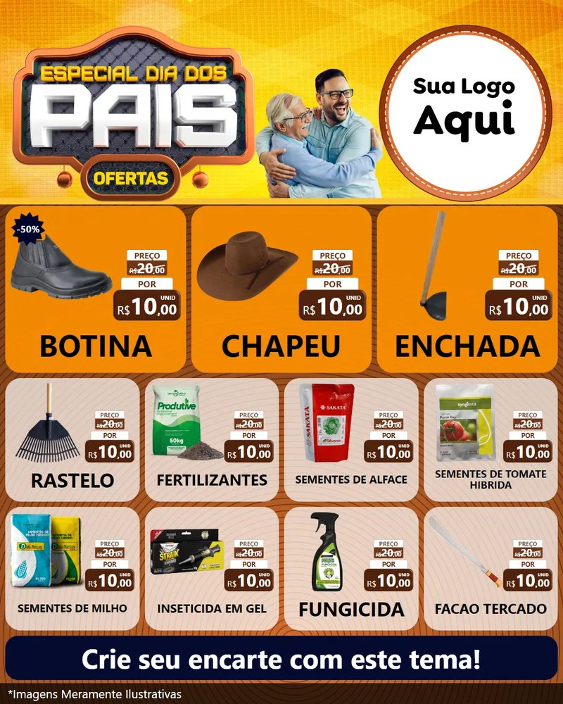 Modelo de Rede Social para Feed Instagram com o tema Especial Dia dos Pais para Agropecuária