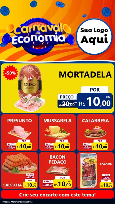 Modelo de Rede Social para Stories com o tema Carnaval da Economia para Frios e Laticínios