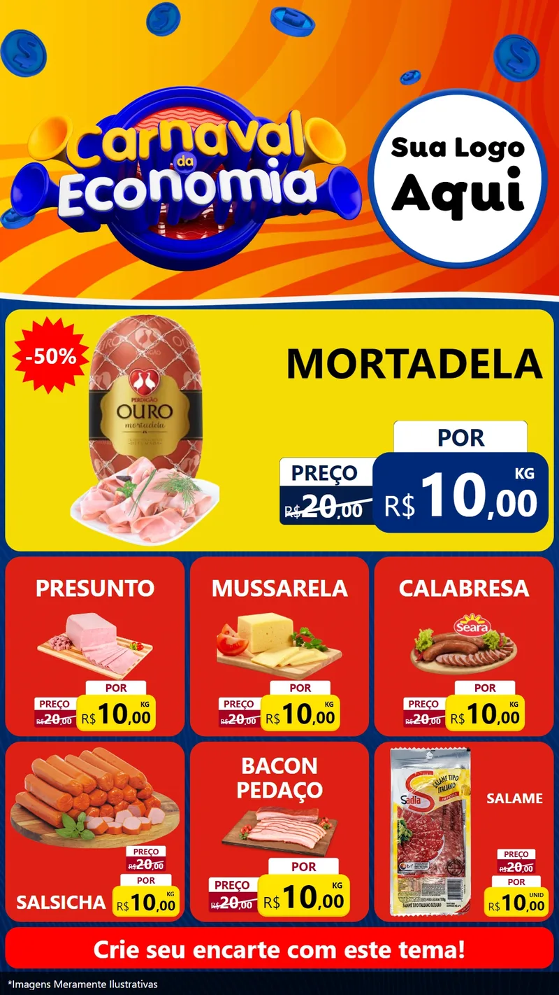 Modelo de Rede Social para Stories com o tema Carnaval da Economia para Frios e Laticínios