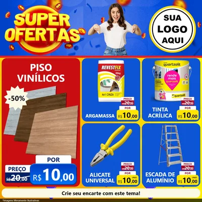 Modelo de Rede Social para Feed Facebook com o tema Super Ofertas para Material para Construção