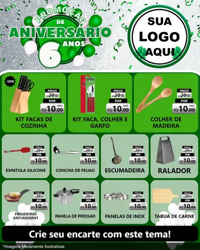 Modelo de Rede Social para Feed Instagram com o tema Promoção de Aniversário - 6 Anos para Utilidades Domésticas