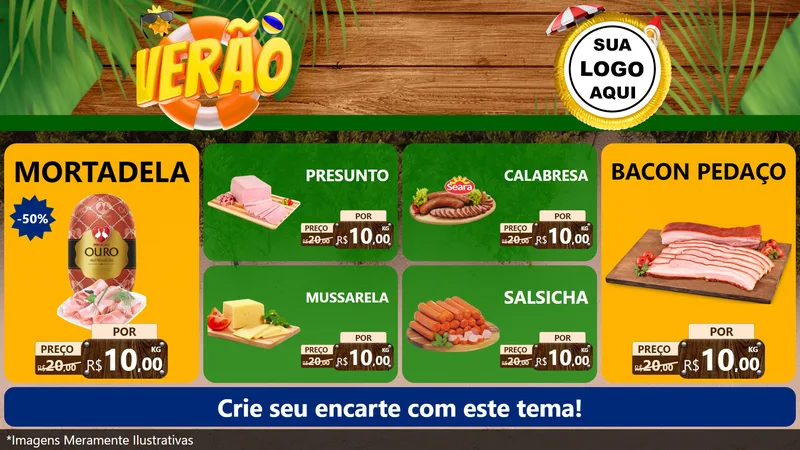 Modelo de TV para TV Horizontal com o tema Verão para Frios e Laticínios